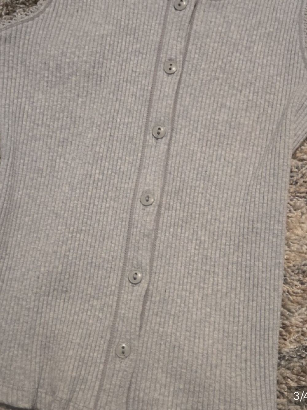 Free People Gray Ribbed Button-Front Tank - Picture 3 of 4